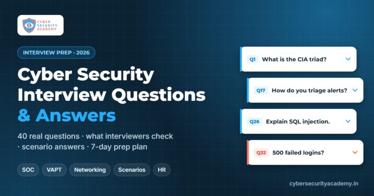Cyber security interview questions and answers 2026 – Cyber Security Academy